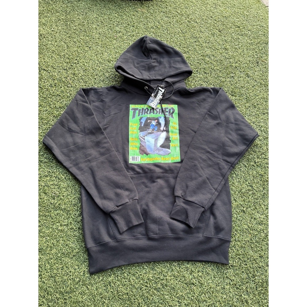 Thrasher Fred Gall 1995 Cover Hoodie Mens Small Black Skate Y2K 90s Magazine NWT